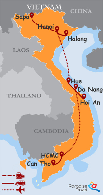 Découverte du Vietnam à Vélo en 12 jours Trip Planner Map